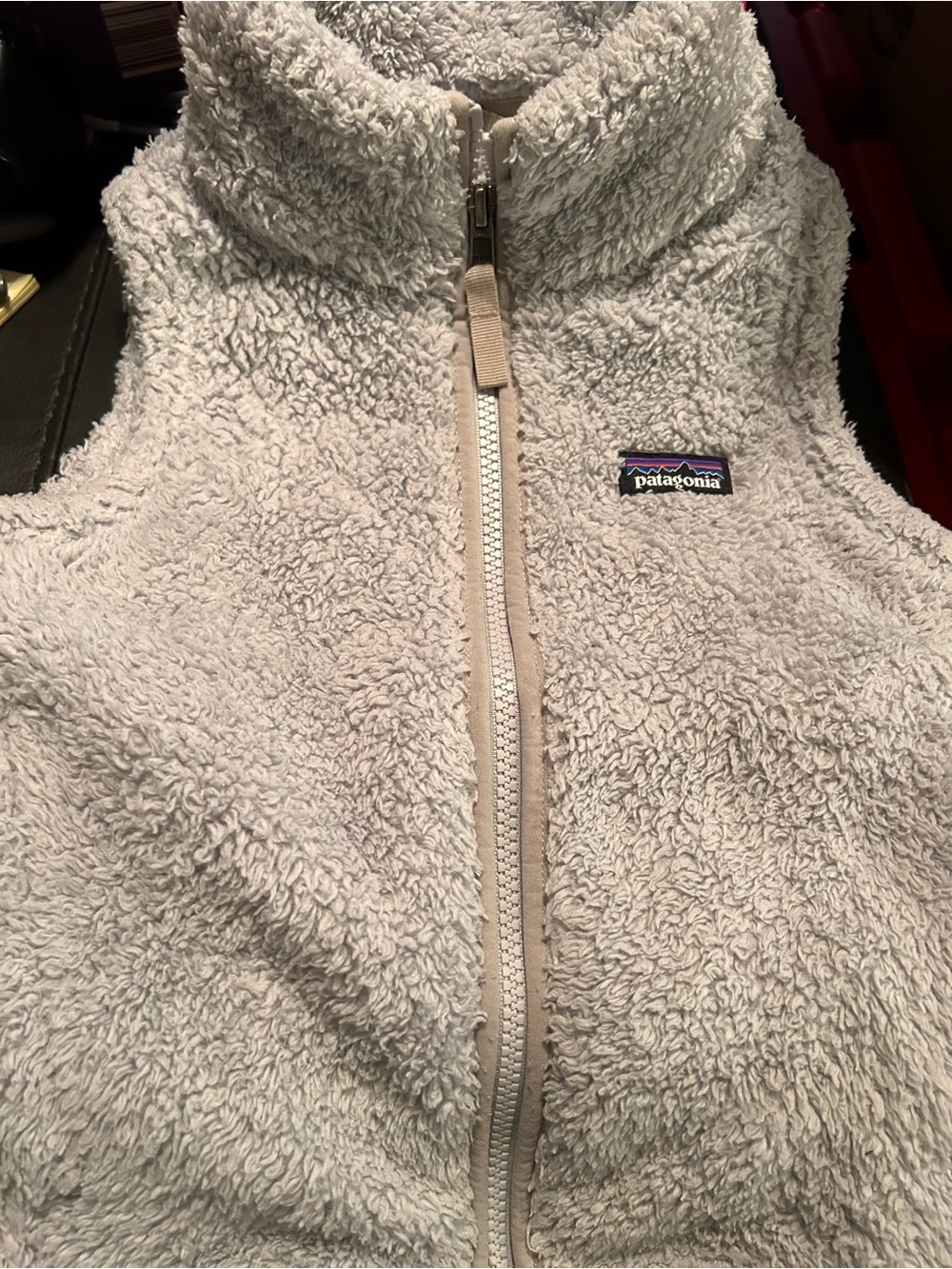 Patagonia Kids Cream Sherpa Fleece Vest with Zip